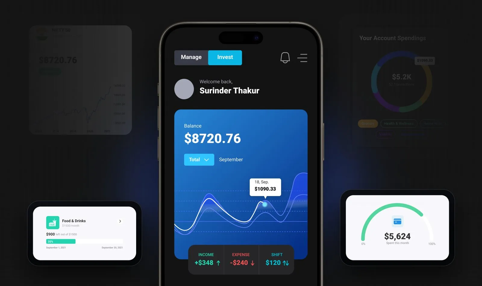 Fintech app, screen 2 of 4